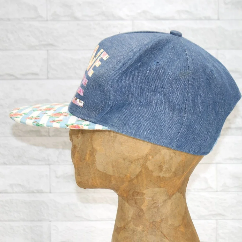 Hat Denim Love Life Floral Trucker Baseball Cap 6 Panel Feminine